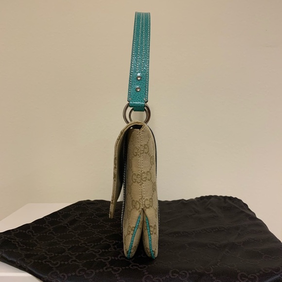 Gucci Canvas/Leather Flap Satchel Limited Turqu - Picture 4 of 12